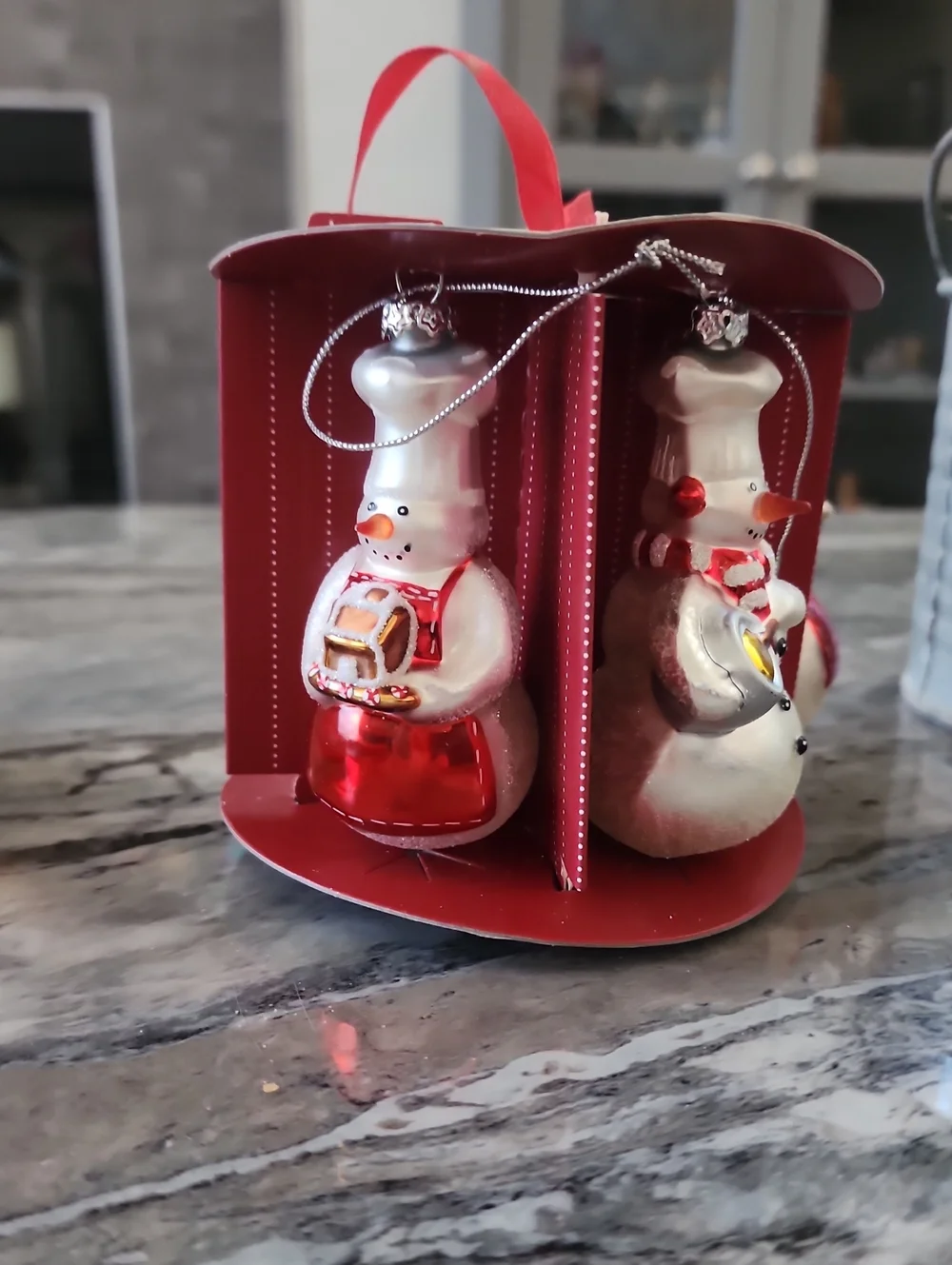 Williams-Sonoma Snowman Chef Ornaments Set Of Four NIB!